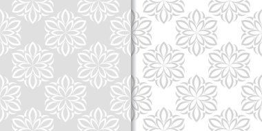 Işık gri çiçek süsler. Tekstil ve duvar kağıtları için dikişsiz desen seti