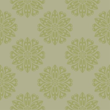 Zeytin yeşili çiçek süs tasarım. Tekstil ve duvar kağıtları için seamless modeli