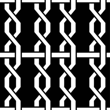 Siyah ve beyaz geometrik tek renkli süs. Web, Tekstil ve duvar kağıtları için seamless modeli