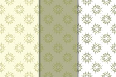 Zeytin yeşili çiçek arka planlar. Tekstil ve duvar kağıtları için dikişsiz desen seti