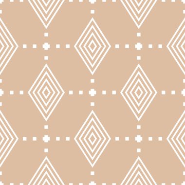 Bej ve beyaz geometrik süsleme. Web, Tekstil ve duvar kağıtları için seamless modeli