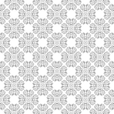 Işık gri ve beyaz çiçek süsleme. Tekstil ve duvar kağıtları için seamless modeli