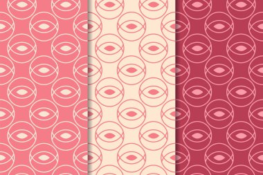 Geometrik süsler kümesi. Web, Tekstil ve duvar kağıtları için kiraz kırmızı Dikişsiz desen