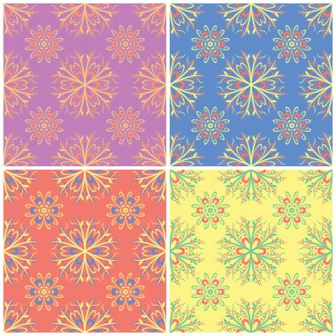 Renkli çiçek sorunsuz arka plan. Duvar kağıtları, Tekstil ve kumaş çiçek elemanları ile parlak kalıplarının ayarla