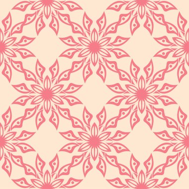 Bej renkli arka plan üzerinde kırmızı çiçek tasarım. Tekstil ve duvar kağıtları için seamless modeli