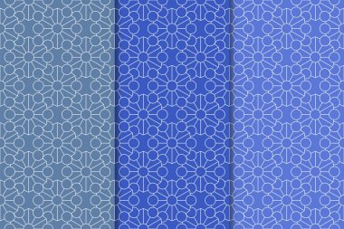 Geometrik süsler kümesi. Web, Tekstil ve duvar kağıtları için mavi dikey Dikişsiz desen