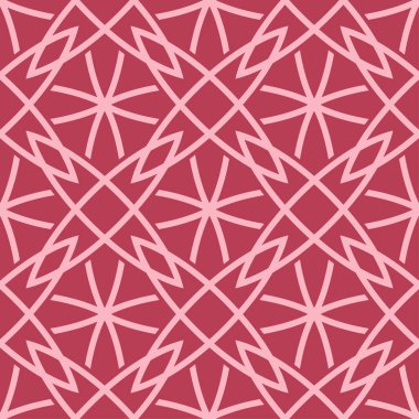 Kırmızı ve soluk pembe geometrik süsleme. Web, Tekstil ve duvar kağıtları için seamless modeli