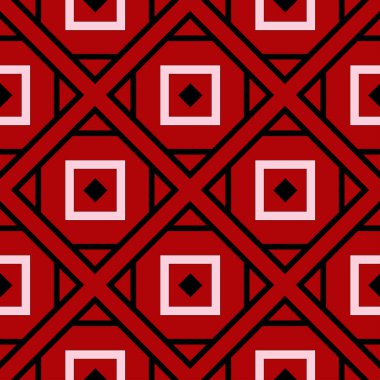Geometrik seamless modeli. Siyah kırmızı beyaz bir arka plan duvar kağıtları, Tekstil ve kumaş için