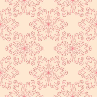 Bej renkli arka plan üzerinde kırmızı çiçek öğeleri. Tekstil ve duvar kağıtları için seamless modeli