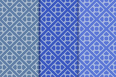 Web, Tekstil ve duvar kağıtları için dikey Dikişsiz desen mavi geometrik dizi