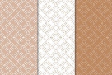 Kahverengi ve beyaz geometrik süsler. Web, Tekstil ve duvar kağıtları için dikişsiz desen seti