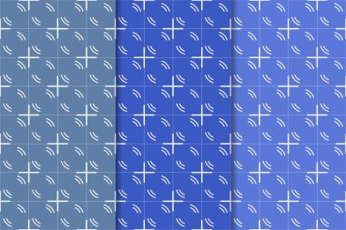 Mavi geometrik süsler. Web, Tekstil ve duvar kağıtları için dikey Dikişsiz desen seti
