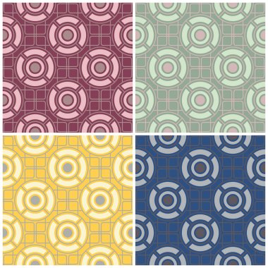 Renkli kesintisiz arka plan duvar kağıtları, Tekstil ve kumaş için geometrik desenlerle set