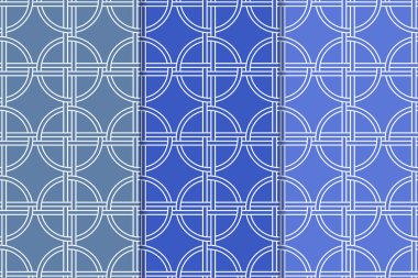 Mavi geometrik süsler. Web, Tekstil ve duvar kağıtları için dikey Dikişsiz desen seti