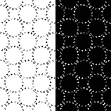 Siyah ve beyaz geometrik süsler. Web, Tekstil ve duvar kağıtları için dikişsiz desen seti
