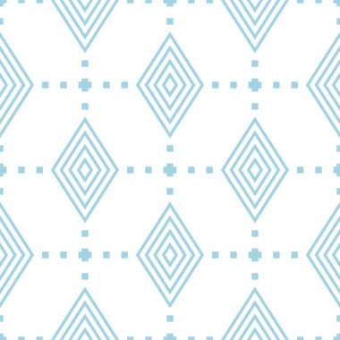 Beyaz ve mavi geometrik süsleme. Web, Tekstil ve duvar kağıtları için seamless modeli