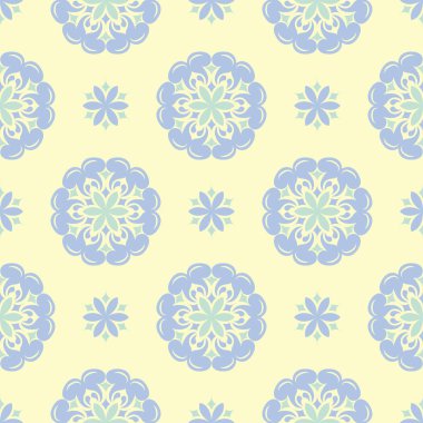 Çiçek bej seamless modeli. Bej renkli arka plan duvar kağıtları, Tekstil ve kumaş için mavi ve yeşil ışık çiçek tasarımları ile