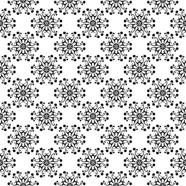 Beyaz arka planda siyah çiçek süsleme. Tekstil ve duvar kağıtları için seamless modeli