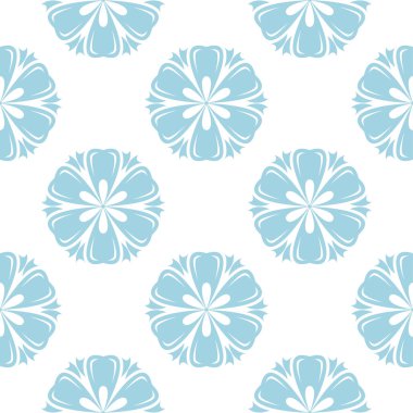 Hafif mavi ve beyaz çiçek süsleme. Tekstil ve duvar kağıtları için seamless modeli