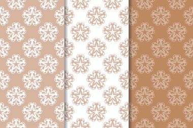 Kahverengi çiçek arka planlar. Tekstil ve duvar kağıtları için dikişsiz desen seti