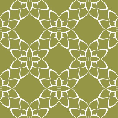 Beyaz çiçek zeytin yeşil zemin üzerine. Tekstil ve duvar kağıtları için seamless modeli