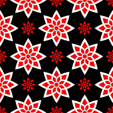 Siyah kırmızı ve beyaz çiçek öğeleri. Sorunsuz arka plan duvar kağıtları için