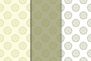 Zeytin yeşili çiçek sorunsuz süsler. Tekstil ve duvar kağıtları için dikey desenleri