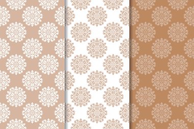 Kahverengi çiçek süsler. Tekstil ve duvar kağıtları için dikey Dikişsiz desen seti