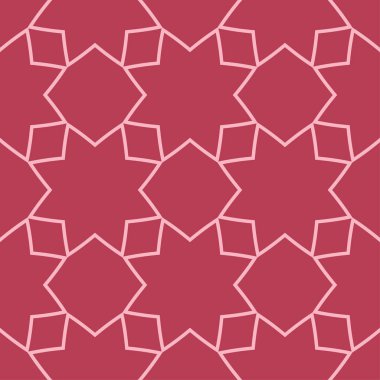 Kırmızı ve soluk pembe geometrik süsleme. Web, Tekstil ve duvar kağıtları için seamless modeli