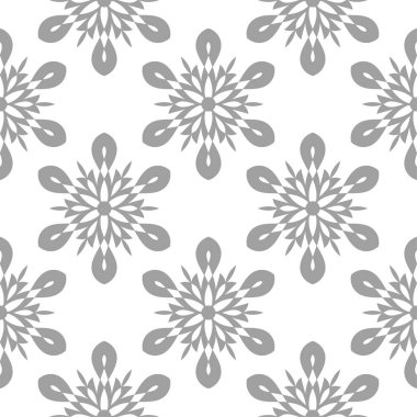 Beyaz ve gri çiçek süsleme. Tekstil ve duvar kağıtları için seamless modeli