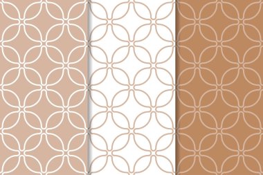 Web, Tekstil ve duvar kağıtları için geometrik Dikişsiz desen kahverengi ve beyaz set