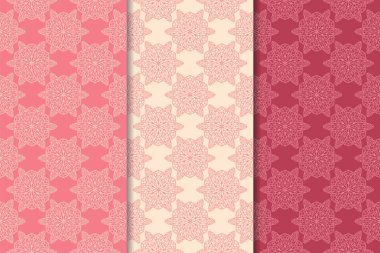 Kırmızı çiçekli süsler kümesi. Kiraz pembe dikey Dikişsiz desen. Duvar kağıdı arka plan