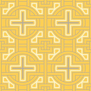 Geometrik seamless modeli. Sarı gri ve beyaz renkli arka plan duvar kağıtları, Tekstil ve kumaş için