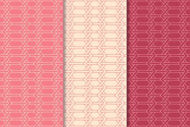 Geometrik süsler kümesi. Web, Tekstil ve duvar kağıtları için kiraz kırmızı Dikişsiz desen