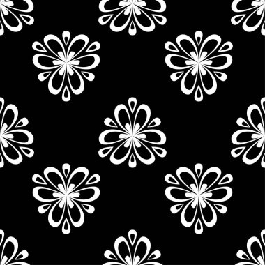 Çiçek siyah beyaz tek renkli seamless modeli. Çiçeğe öğeleri için duvar kağıdı arka plan.
