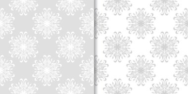 Işık gri çiçek süs tasarımlar. Tekstil ve duvar kağıtları için dikişsiz desen seti