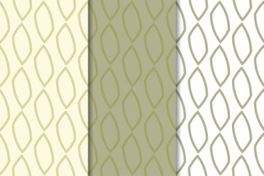 Zeytin yeşili ve beyaz geometrik süsler. Web, Tekstil ve duvar kağıtları için dikey Dikişsiz desen seti