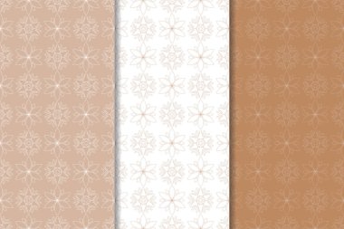 Kahverengi çiçek süsler. Tekstil ve duvar kağıtları için dikey Dikişsiz desen seti