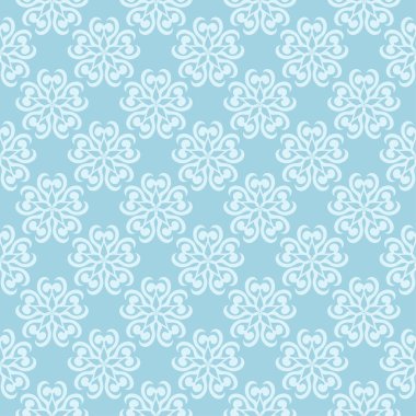 Mavi zemin üzerine beyaz çiçek desenli. Tekstil ve duvar kağıtları için sorunsuz süsleme