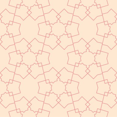 Kırmızı ve bej geometrik süsleme. Web, Tekstil ve duvar kağıtları için seamless modeli