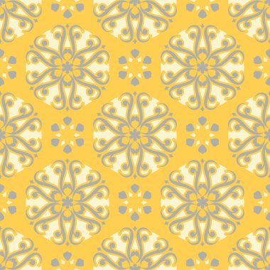 Çiçek arka plan. Sarı gri ve beyaz Dikişsiz desen duvar kağıdı, Tekstil ve kumaş için