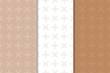 Geometrik süsler kümesi. Kahverengi ve beyaz Dikişsiz desen web, Tekstil ve duvar kağıtları için