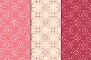 Kiraz kırmızı çiçek desenleri kümesi. Dikey Dikişsiz desen. Duvar kağıdı arka plan