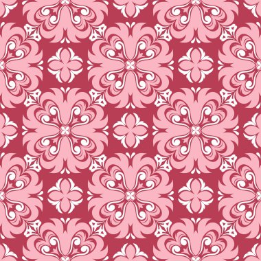 Kırmızı ve bej çiçek seamless modeli. Soluk kırmızı renkli bir arka plan duvar kağıtları ve tekstil