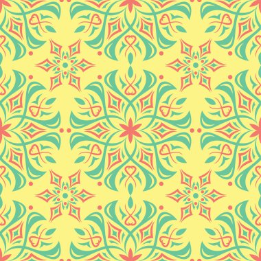 Çok sorunsuz çiçek arka plan renkli. Pembe mavi yeşil ve sarı desen Tekstil ve duvar kağıtları için