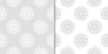Işık gri çiçek süs tasarımlar. Tekstil ve duvar kağıtları için dikişsiz desen seti