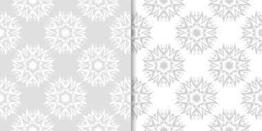 Işık gri çiçek arka planlar. Tekstil ve duvar kağıtları için dikişsiz desen seti