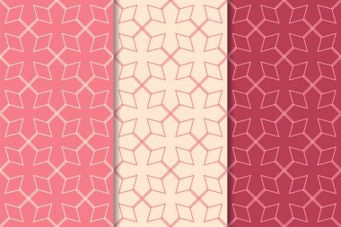 Kiraz kırmızı geometrik yazdırır. Web, Tekstil ve duvar kağıtları için dikey Dikişsiz desen seti