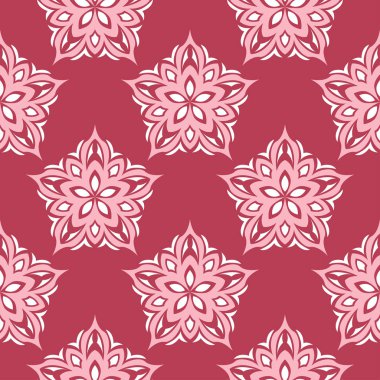 Kırmızı çiçek seamless modeli. Soluk kırmızı ve bej renkli arka plan duvar kağıtları, Tekstil ve kumaş için