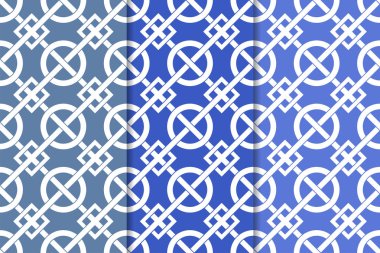 Geometrik süsler kümesi. Web, Tekstil ve duvar kağıtları için mavi dikey Dikişsiz desen